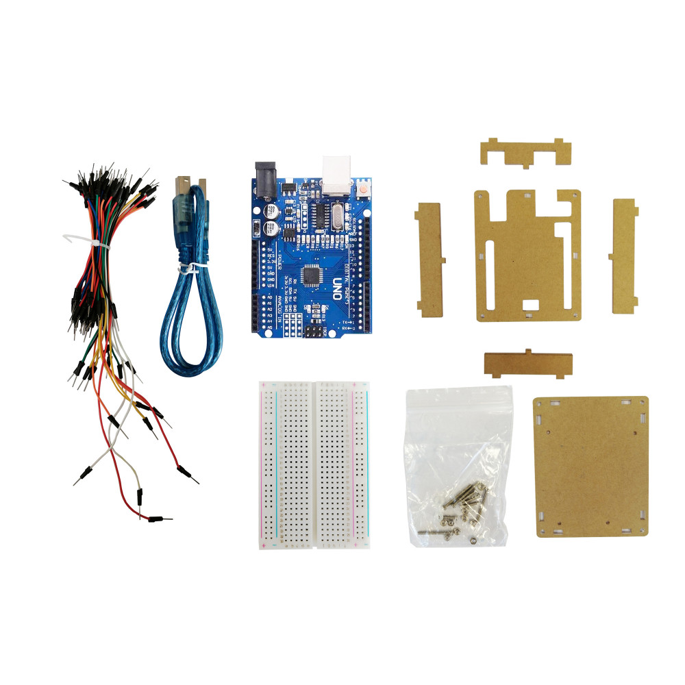 Набор с платой Arduino-совместимой Uno R3 CH340G, макетной платой, корпусом и проводами